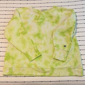 Champion Lime and White Tie-Dye Sweatshirt